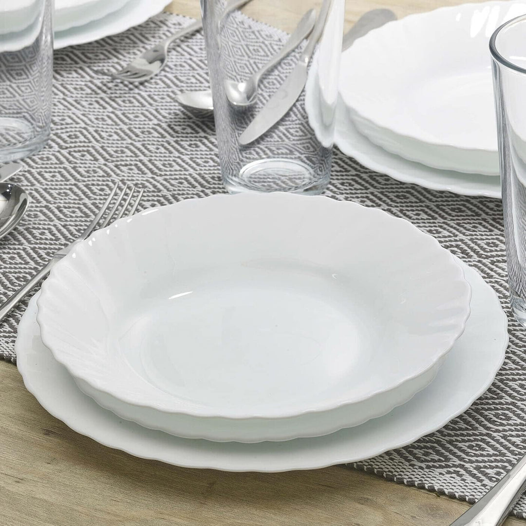 LGVSHOPPING Tafelservice Bormioli Prima Weiss 18 Stück für 6 Personen Arcopal