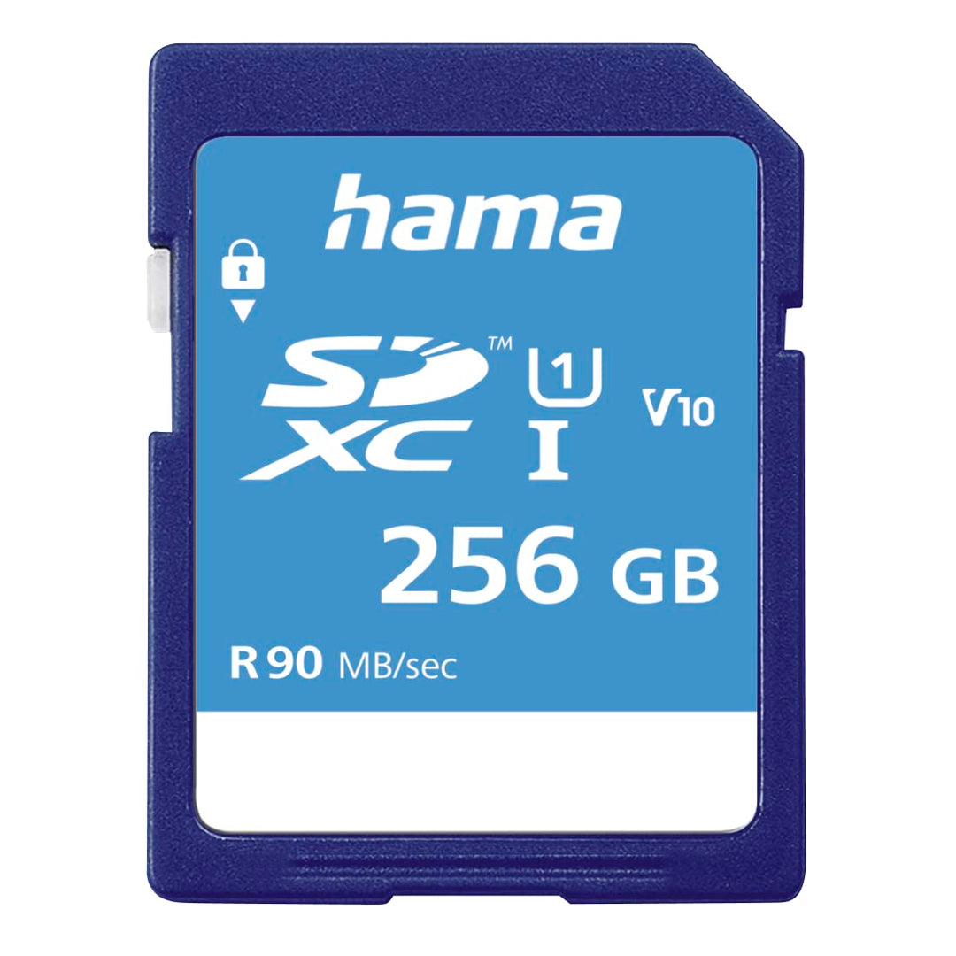 Hama 256 GB SDXC-Speicherkarte, Class 10, V10, UHS-I (bis zu 90MB/s, für Full-HD- und 3D-Video-Aufna