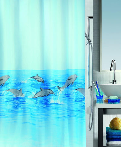 Spirella Nemo Acqua Polyester-Duschvorhang 180x180 cm blau/grau/türkis 180 x 180, 180 x 180