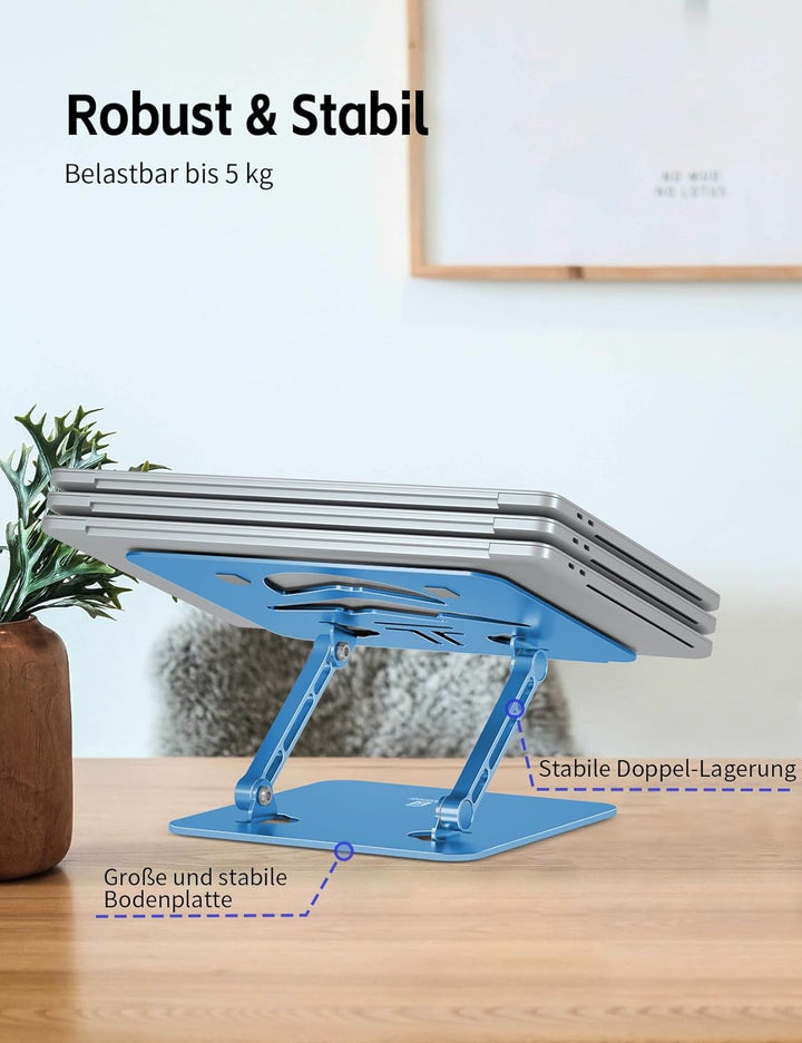 Ergonomischer Laptop Ständer aus Aluminium, Höhenverstellbar & Faltbar, Stabil & Rutschfest, Verbess