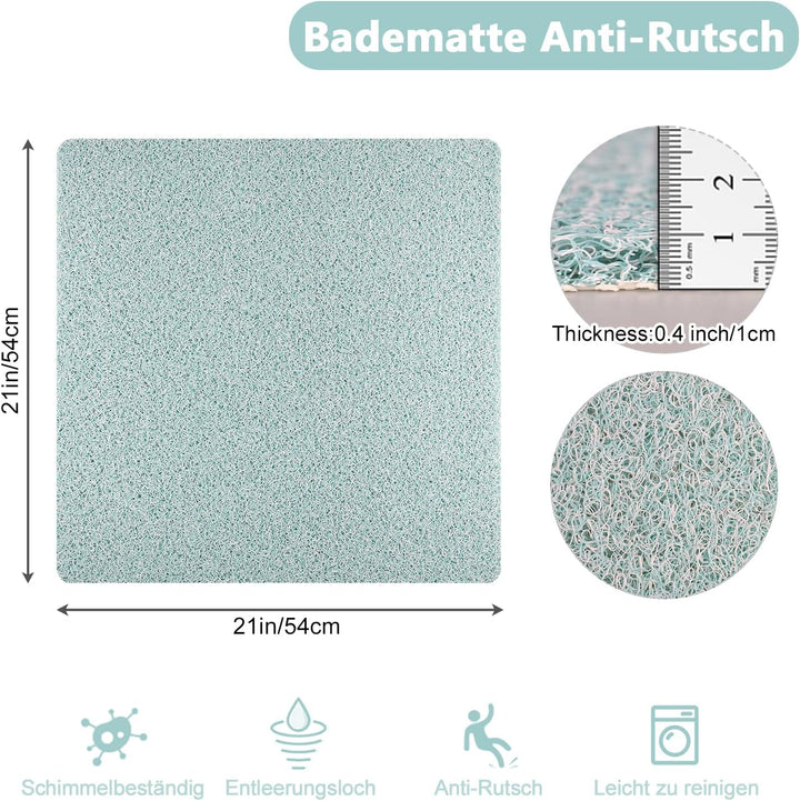Duschmatte rutschfest, 53 x 53 cm Weich Komfort Sicherheits Badewannenmatte, Antibakterielle Bademat