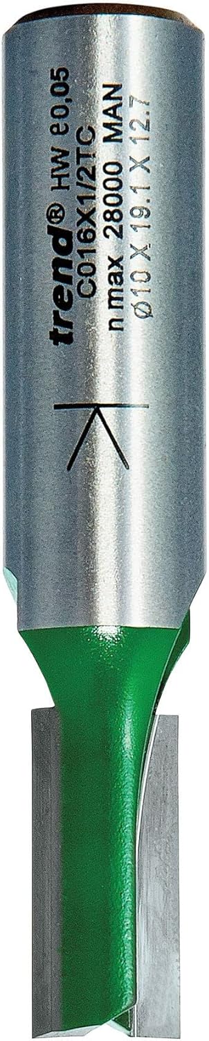 Trend CraftPro C016X1/2TC Fräser-Bit, gerader Zweischneidfräser, 1,27 cm Schaft, 10 mm Schnittdurchm