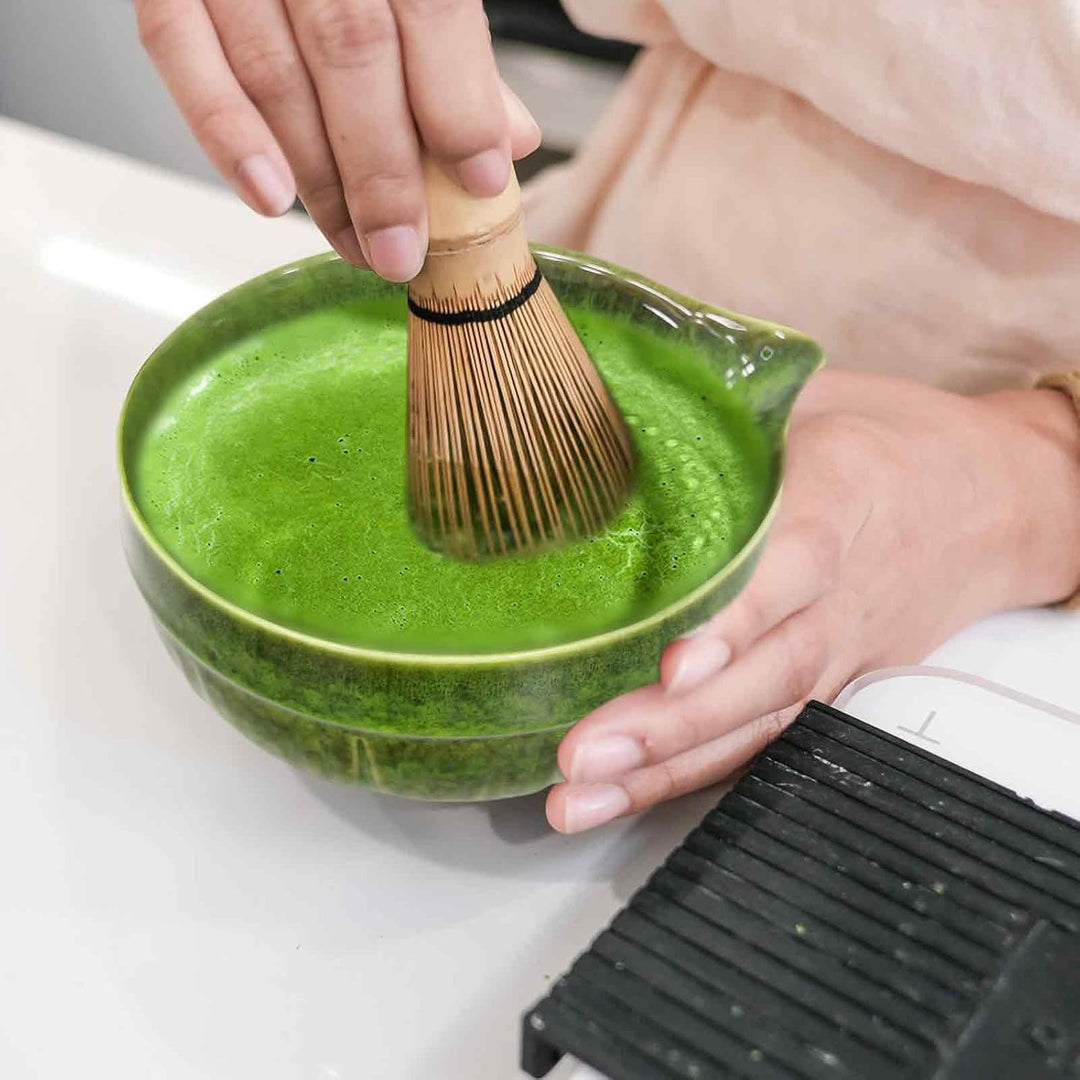 6 Stück Matcha Set, Matcha Tee Sets, Keramik Matcha Schale mit Ausgiesser, Bambus Matcha Besen, Chas