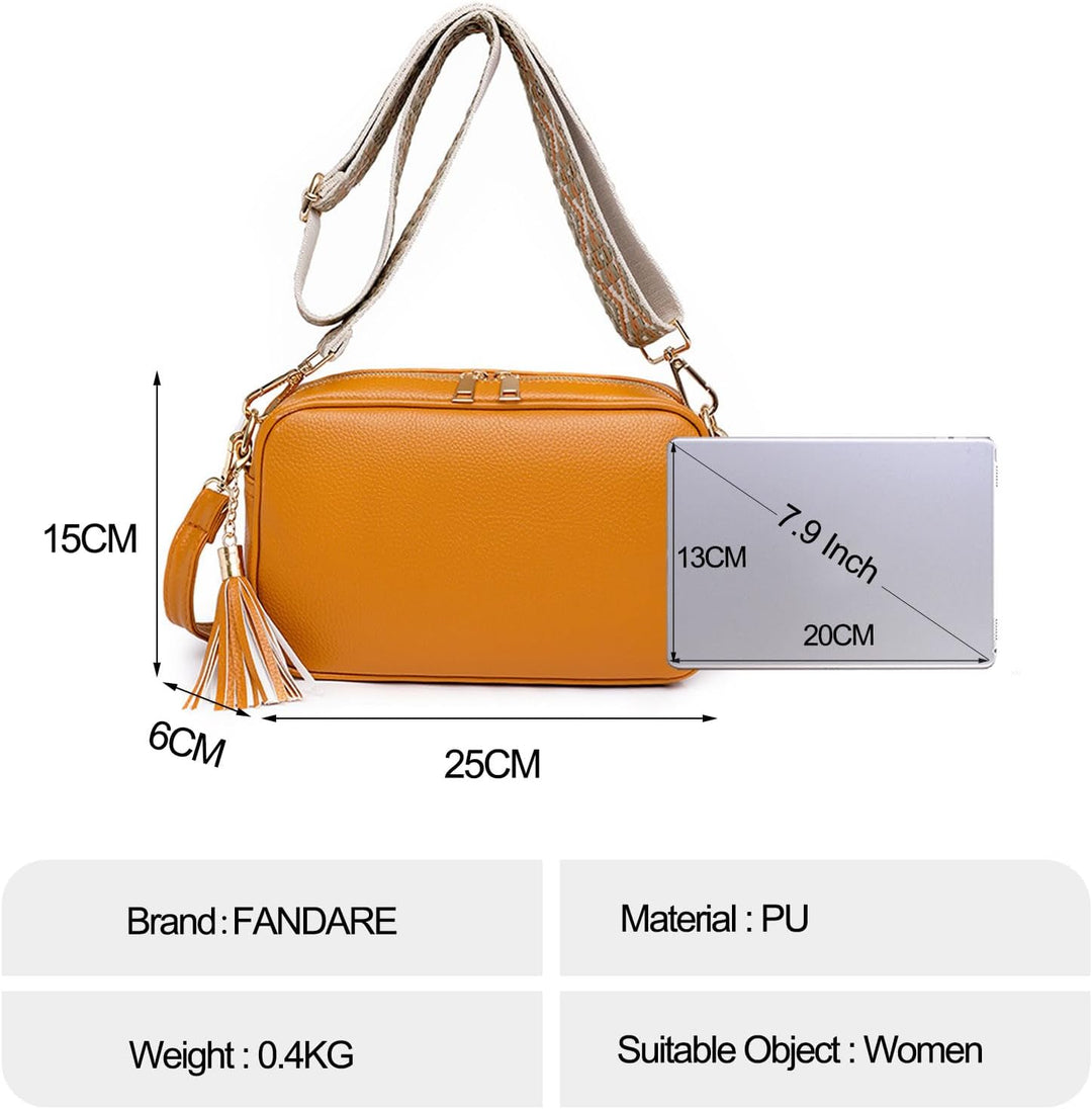 FANDARE Damen Handy Umhängetasche PU Leder Damen Handytasche zum Umhängen Schultertasche mit Zwei Sc
