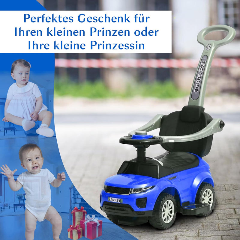 COIL Rutschauto mit der Schiebestange 614W Rutscher Babyrutscher Rutschfahrzeug Blau, Blau