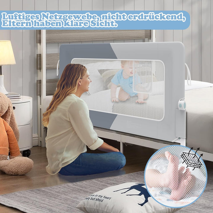 XMTECH 1st Bettgitter 150 cm Bettschutzgitter Kinderbettgitter für Kinder, Rausfallschutz Bett Babyb
