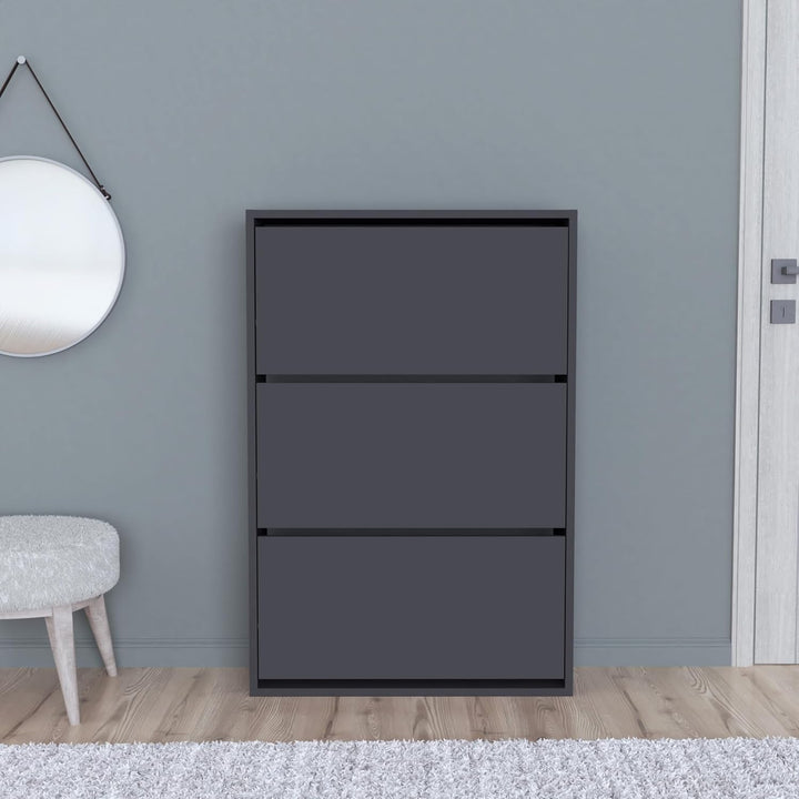 [en.casa] Schuhschrank Aurskog Schuhkipper für 18 Paare Schuhkommode mit 3 Kipptüren für Eingang, Fl