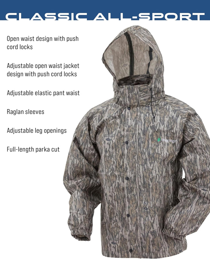 frogg toggs Herren Classic All-Sport Waterproof Breathable Rain Suit Regenjacke S Mossy Oak Bottomla
