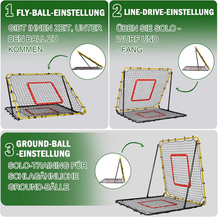 Fussball Rebounder, 85x85cm/120x120cm Rebounder für Fussball, Verstellbar mit 8 Winkeln, Doppellagig
