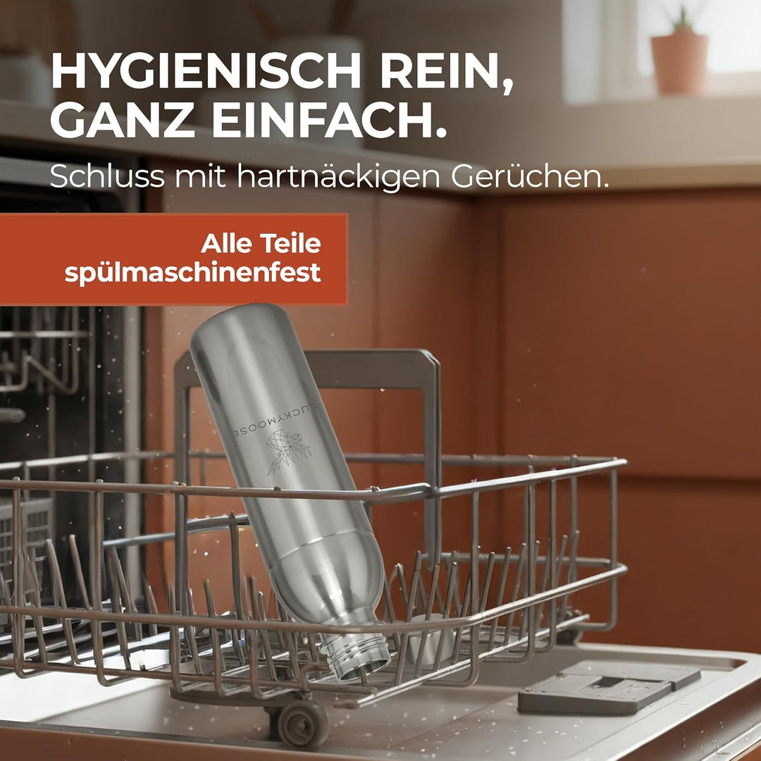 Infinity Edelstahlflaschen Wassersprudler 0,75L – Kompatibel mit der LM Infinity Serie, Aarke Carbon