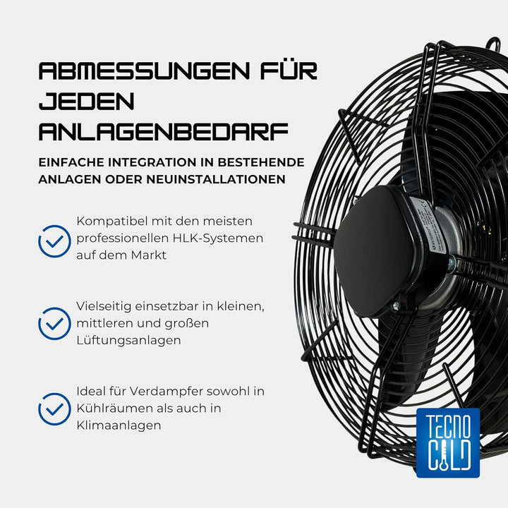 Axiallüfter 200 mm 230V – Industrieventilator mit Motor und Schutzgitter für kompakte Lüftungssystem