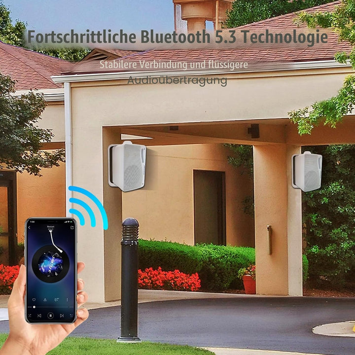 STUDIOFINIX Outdoor-Bluetooth-Lautsprecher -3,5 Zoll Paar 3-Wege 200W, Wandhalterung wasserdicht Mar