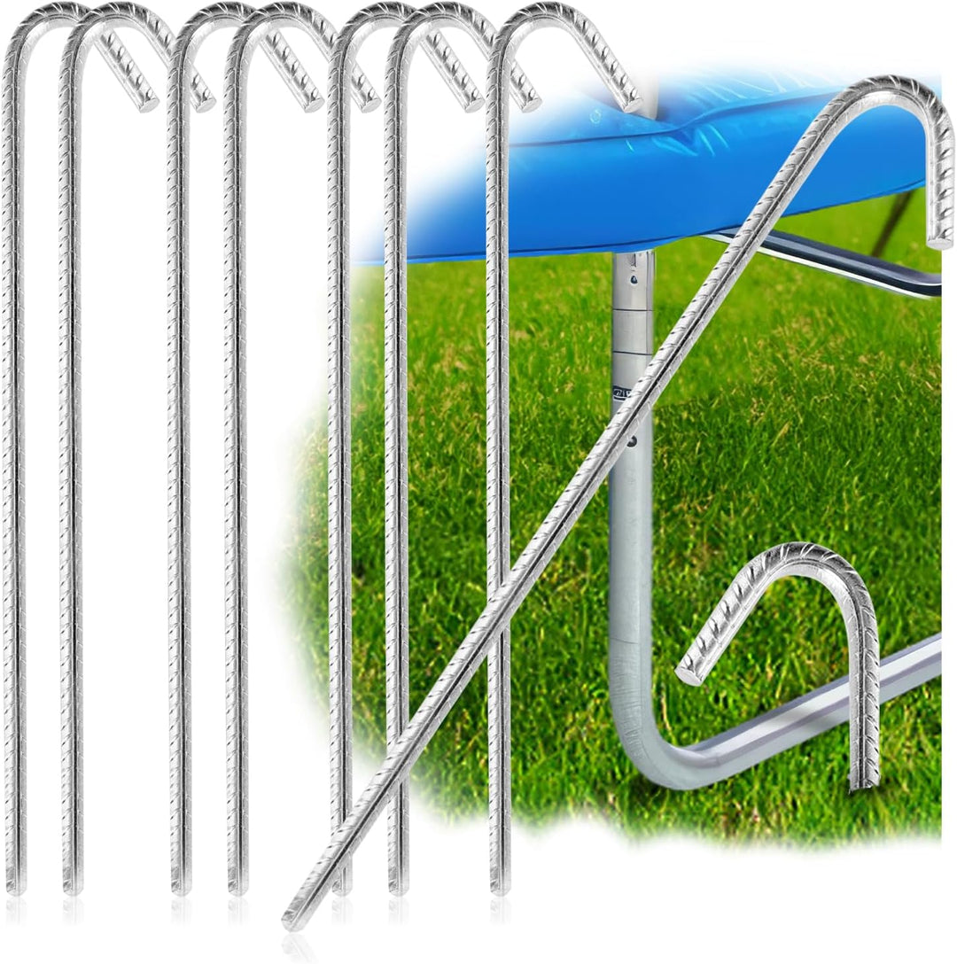 COM-FOUR® 16x XL Bodenanker aus massivem Stahl, J-Form 40 cm, Ø 1 cm – verzinkte Erdanker für Zelt,