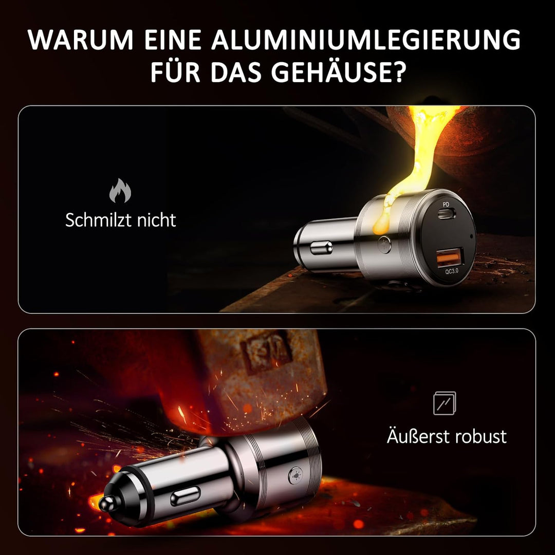LENCENT Bluetooth FM Transmitter, Bluetooth 5,3 KFZ Auto Radio Bluetooth Adapter, Autoladegerät Ziga