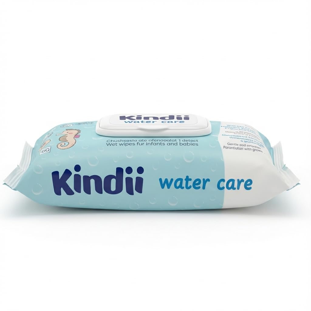 Baby Feuchttücher 99,9% Wasser - Kindii Water Care - 100% Viskose Wasserbasis Wipes 100% Biologisch