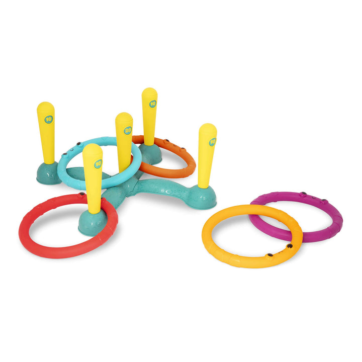 B. toys - Sling-A-Ring-Wurf - Ringwurfspiel - Drinnen und Aussen - Spiele für Kinder - 5 Stifte & 5