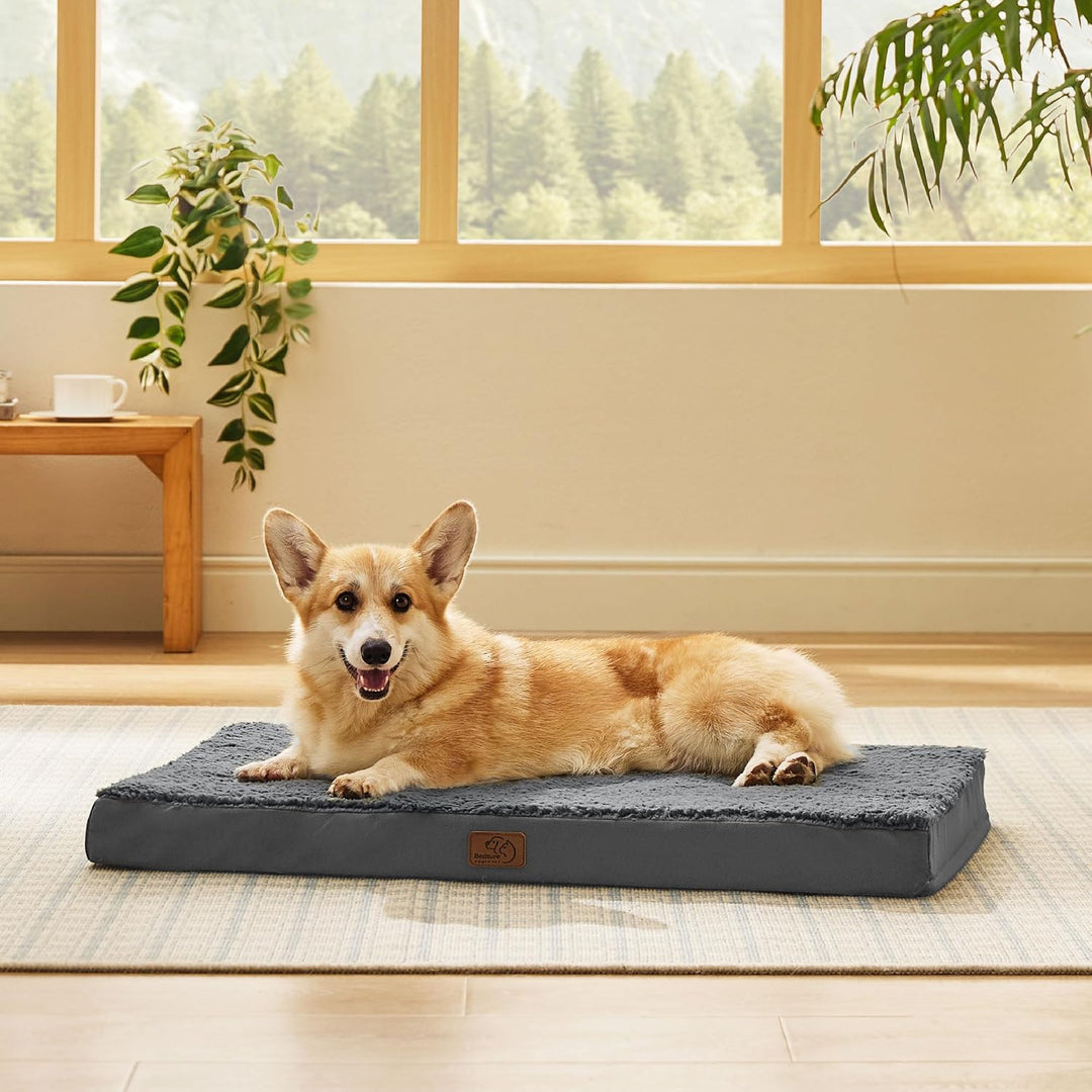 Bedsure orthopädisches Hundebett mittelgrosse Hunde - 89x56x7.6cm Hundekissen flauschig Hundematte w