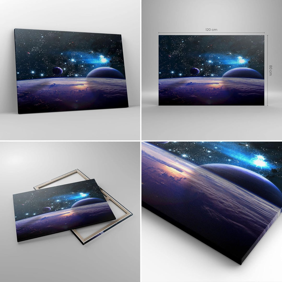 ARTTOR Leinwandbild 120x80cm Wandbilder Weltraum- 3575 | Kosmos Planet Gross XXL Deko Dekoration Woh