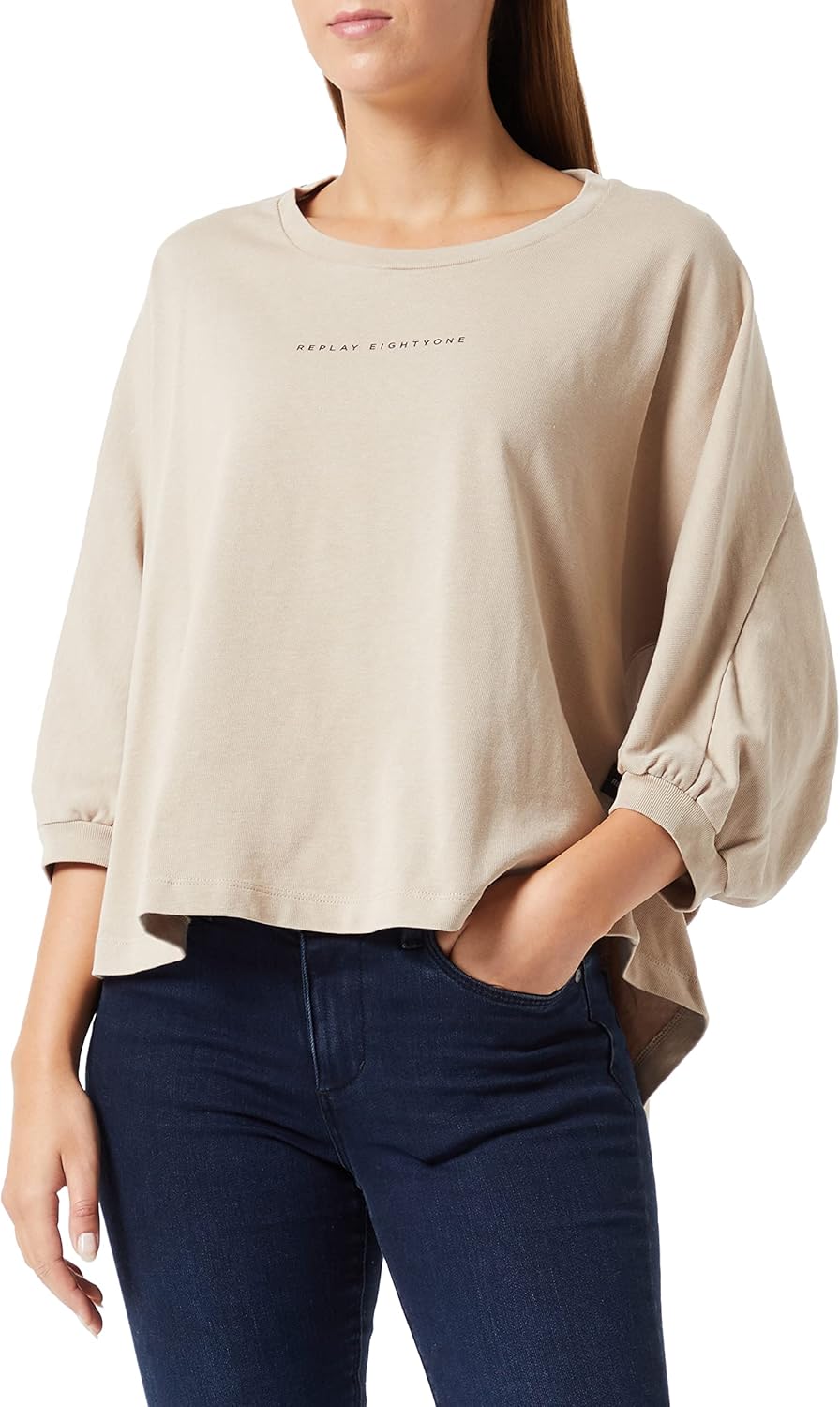 Replay Damen T-Shirt XXS 803 Light Mud, XXS 803 Light Mud