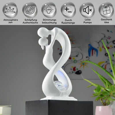 Zen'Light - Moderner Zimmerbrunnen Amor Schwarz&Weiss mit Farbigem LED-Licht - Abnehmbare Skulptur -
