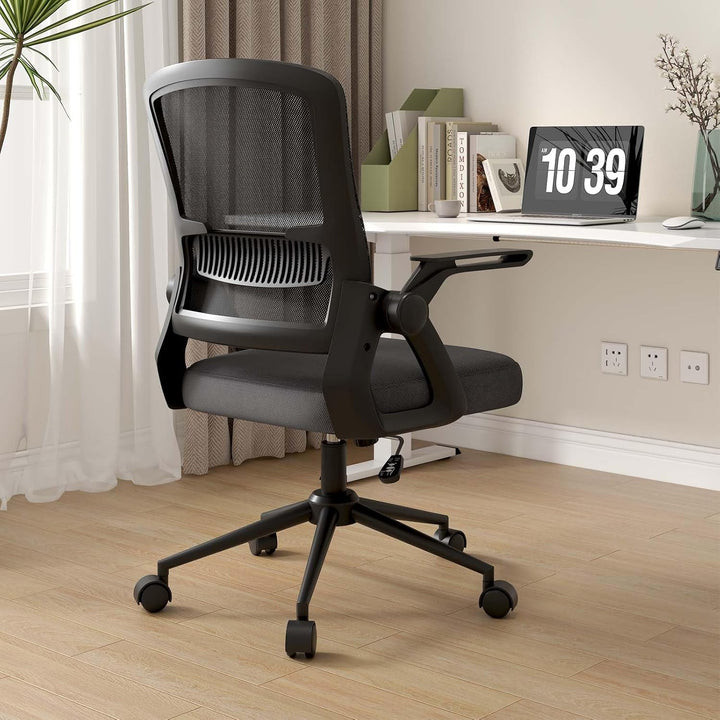 naspaluro Bürostuhl mit Hochklappbare Armlehnen, Schreibtischstuhl Ergonomisch, Drehstuhl mit Netzbe