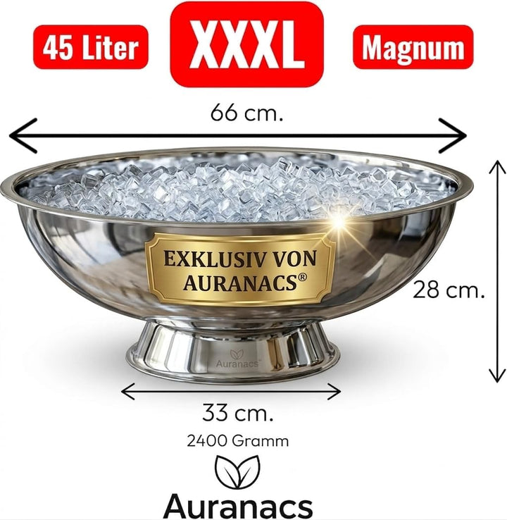 Maximus | Imperiale Edelstahl-XXXL Bowl | Spiegelpolierte Getränkekühler-Bowl | Gigantische Ø 66 cm