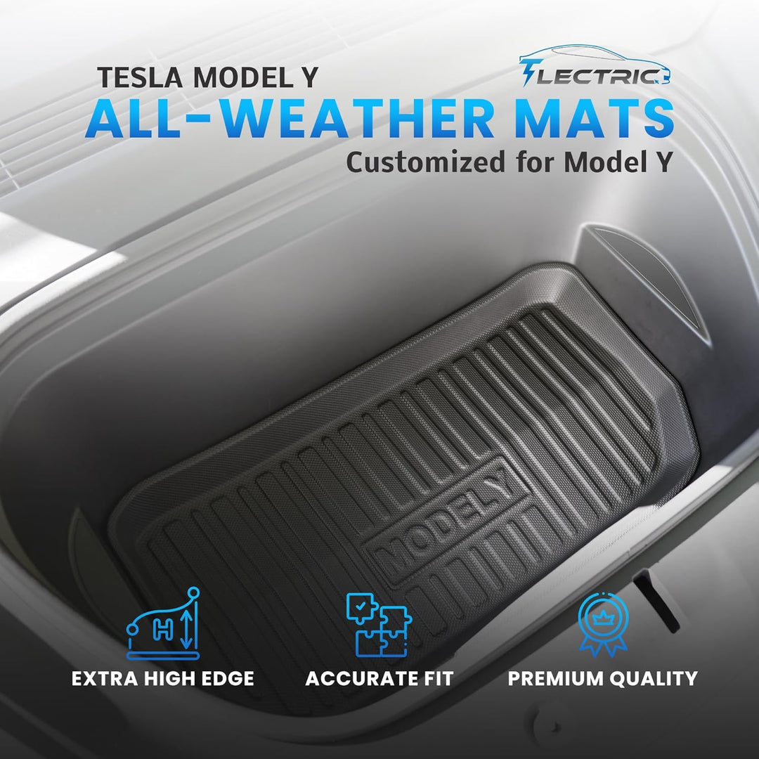 TLECTRIC Kofferraummatte für Tesla Model Y Wasserdicht Hoher Rand Frunk Kofferraum Vorne, Frunk Koff