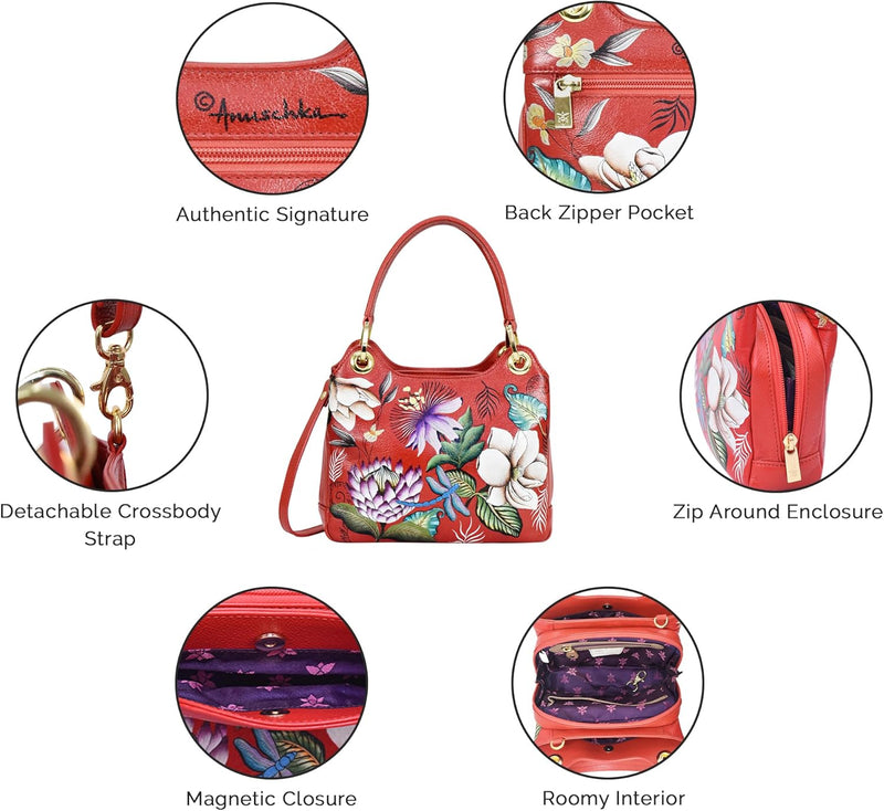 Anuschka Handbemalte Hobo aus Echtleder mit Kettenriemen Abstract Leopard, Abstract Leopard