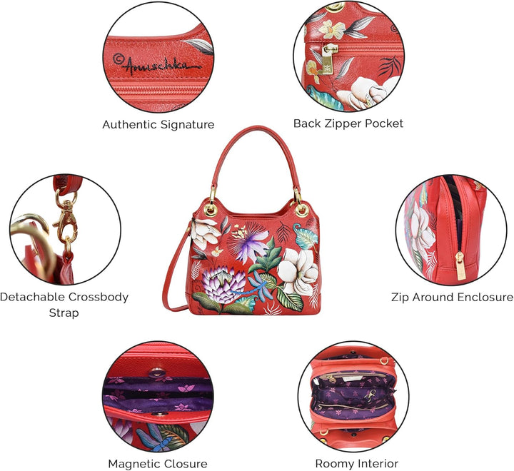 Anuschka Damen Satchel with Crossbody Strap-708 Tasche Einheitsgrösse Dancing Leaves, Einheitsgrösse