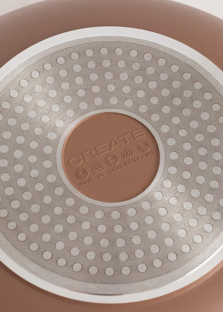 CREATE / WOK STUDIO/Wok aus Aluminiumguss mit Keramikbeschichtung Mokka/Für alle Herdarten geeignet,