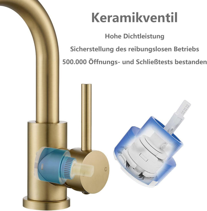 Badarmaturen, Waschtischarmatur, 360° drehbar, Einhebelmischer, Waschtischarmatur, mit Keramikventil