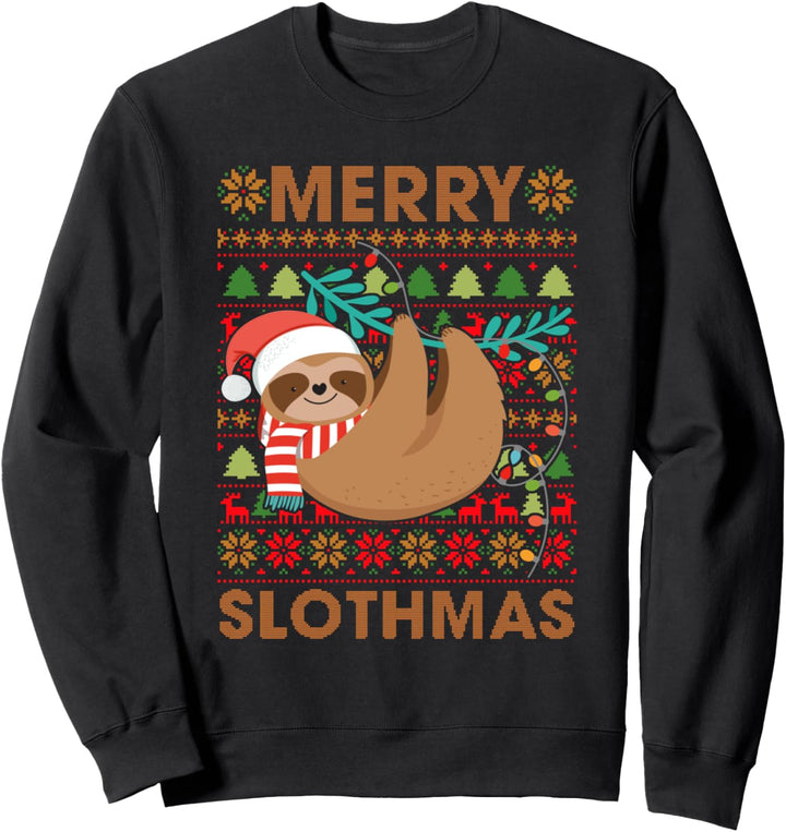 Merry Slothmas sloths Christmas Ugly Apparel Xmas Gift Sweatshirt