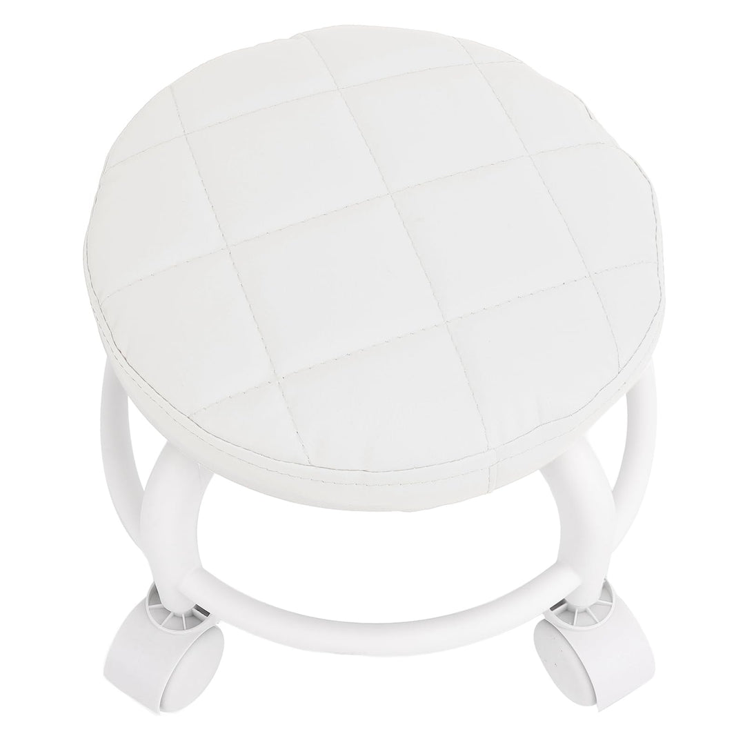 Niedriger Rollsitz, PU-Leder, Niedriger Hocker, Stummgeschaltetes Rad, Drehbar, Niedrige Höhe, Runde