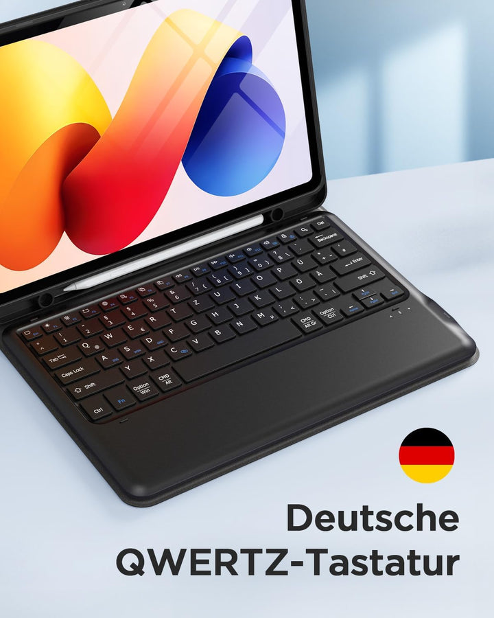 EasyAcc Tastatur Hülle Kompatibel mit Xiaomi Redmi Pad 2 Pro 12.1 Zoll 2025 mit Schutzfolie, [QWERTZ