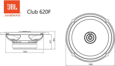 JBL Club 620F 2-Wege Auto Lautsprecher Set von Harman Kardon - 180 Watt KFZ Autolautsprecher für den