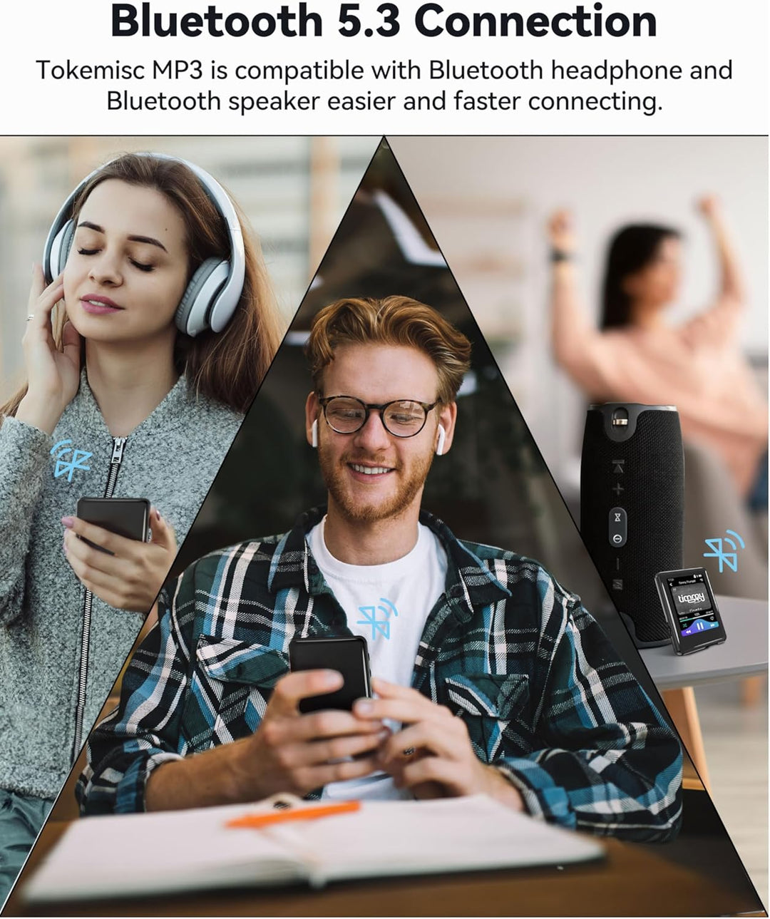 32GB MP3 Player mit Bluetooth 5.3, 2,4 Zoll Full-Touchscreen, Tragbarer mp3 Player Kinder mit Lautsp