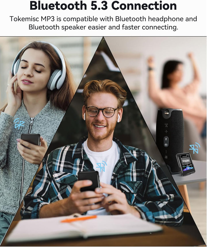 32GB MP3 Player mit Bluetooth 5.3, 2,4 Zoll Full-Touchscreen, Tragbarer mp3 Player Kinder mit Lautsp