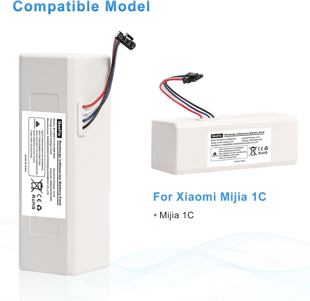 6500mAh Ersatzakku für Xiaomi Mijia 1C STYTJ01ZHM 14.4V Li-ion Akku Batterie Staubsauger Robotic Vac