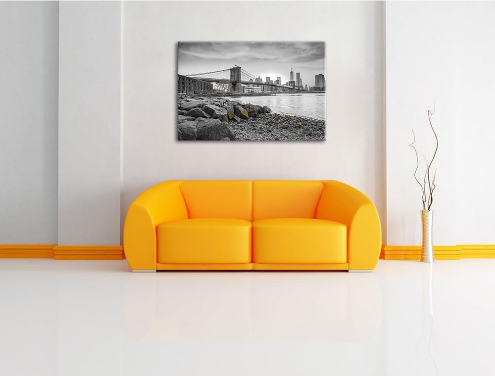 schöne Brooklyn Bridge schwarz/weiss Format: 100x70 auf Leinwand, XXL riesige Bilder fertig gerahmt