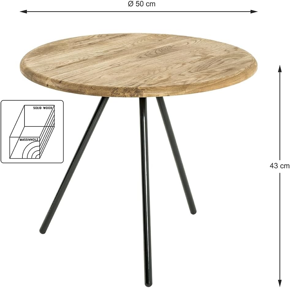 HAKU Möbel Beistelltisch, Massivholz, schwarz-eiche, Ø 50 x H 43 cm Ø 50 x 43 cm, Ø 50 x 43 cm