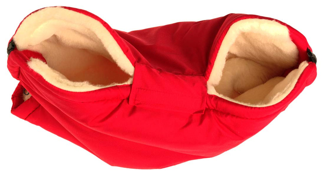 Kaarsgaren Handwärmer für Kinderwagen Rot, warmer Handmuff mit Merinowolle Innenfutter, Universalgrö