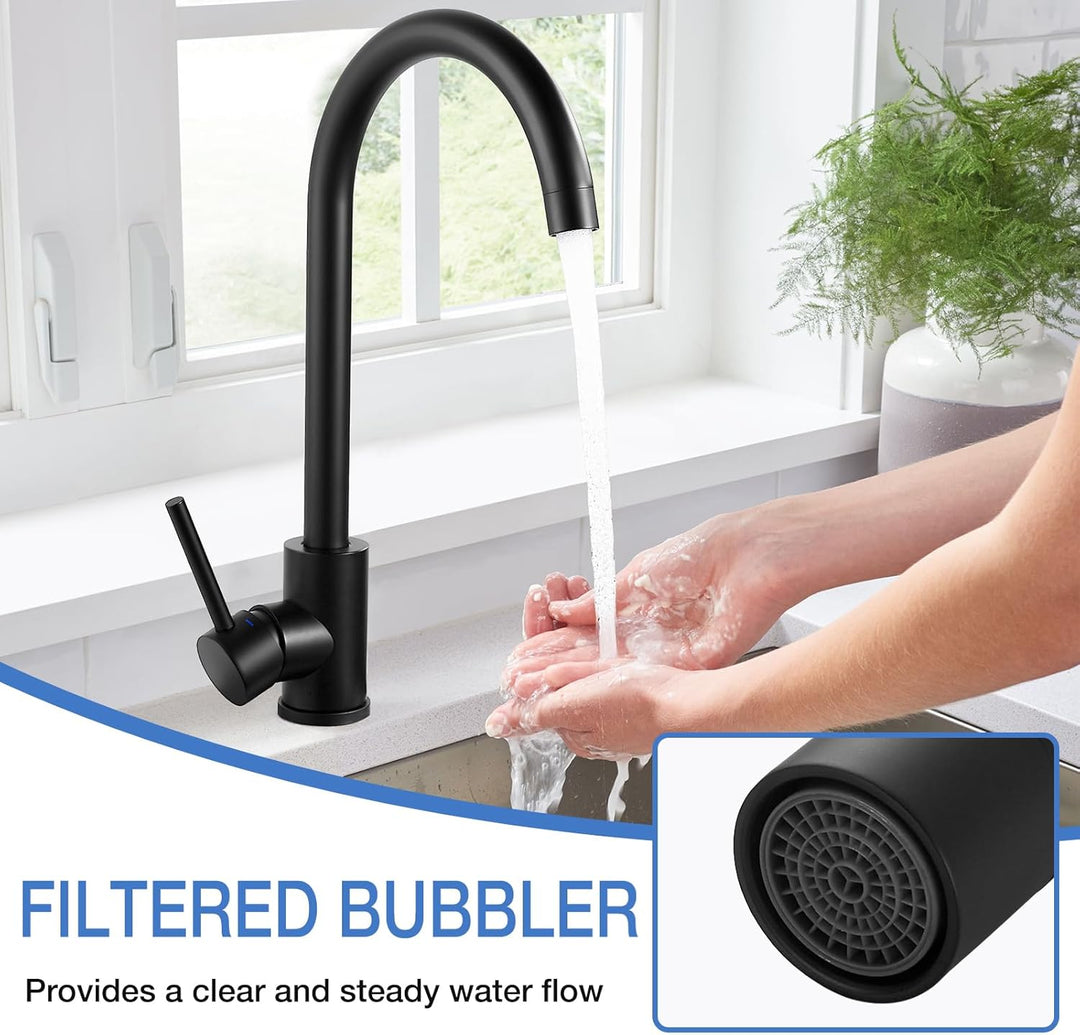 Wasserhahn Küche Schwarz Küchenarmatur, 360° drehbar Küchenarmatur Mischbatterie Küche mit Hohem Aus