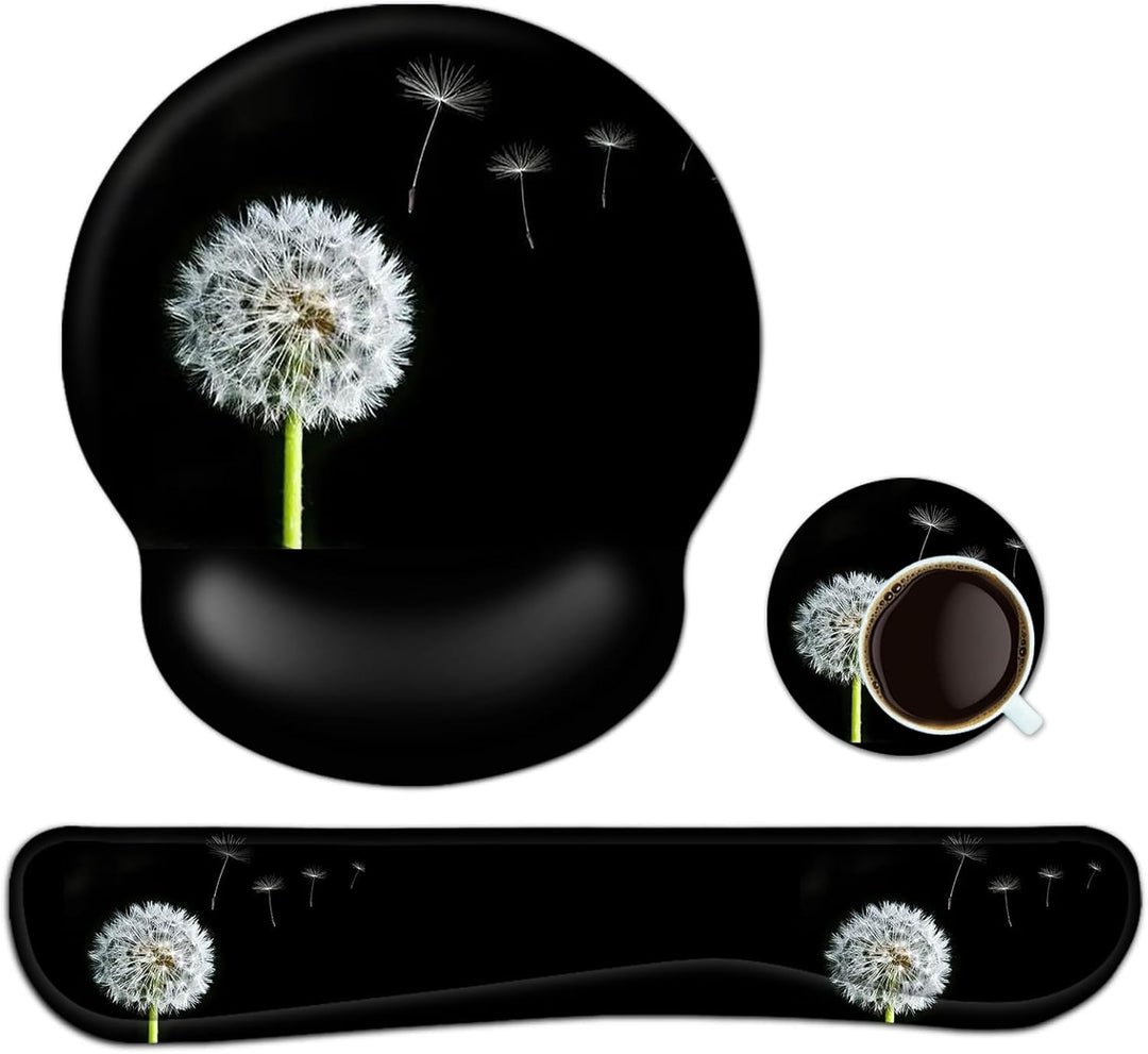 3-in-1 Handgelenkauflage Set, Mauspad mit Gelkissen+Handballenauflage Tastatur+Untersetzer,Ergonomis