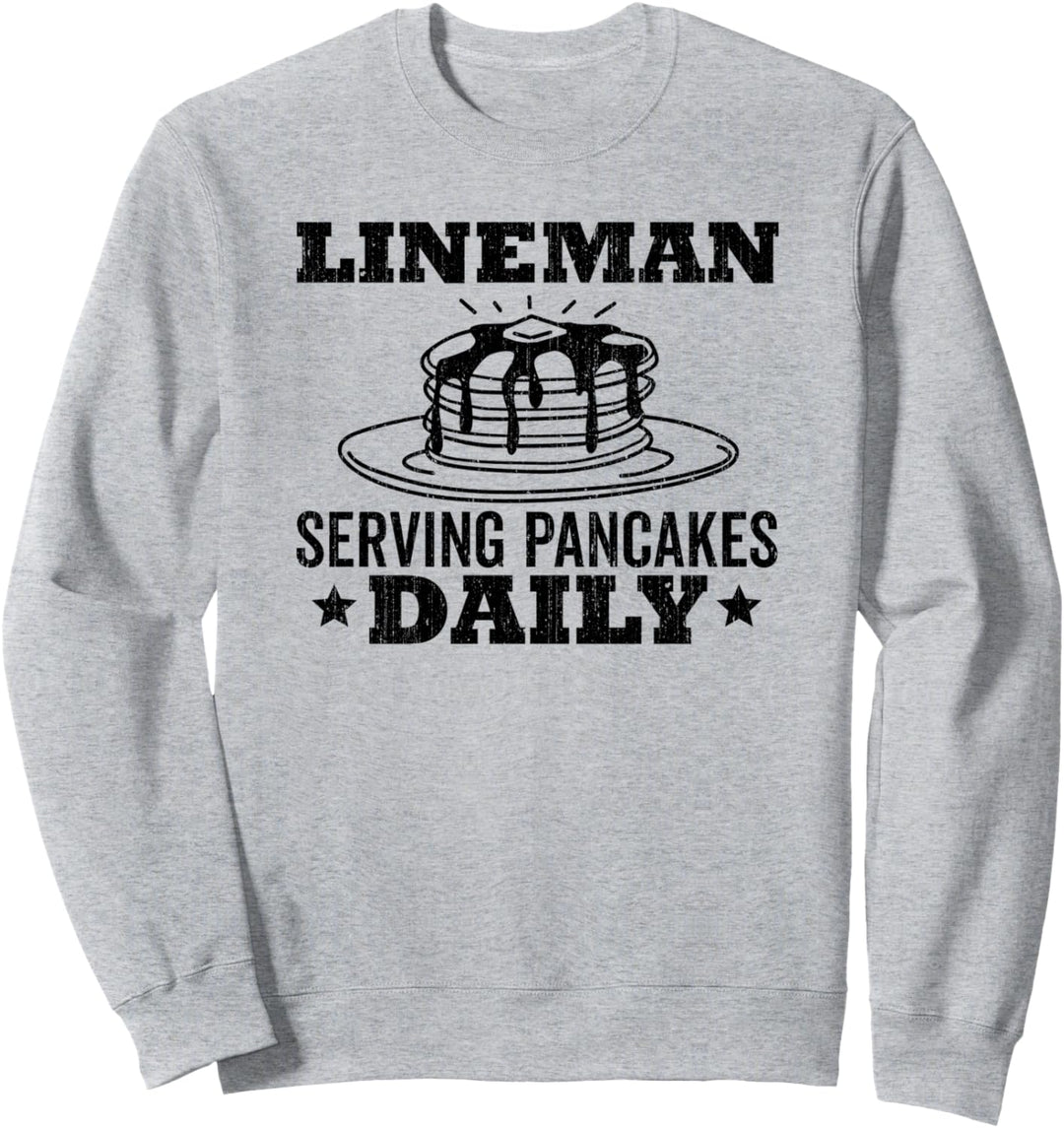 Lineman Pancake Servierpfannkuchen, täglicher schwarzer Text Sweatshirt