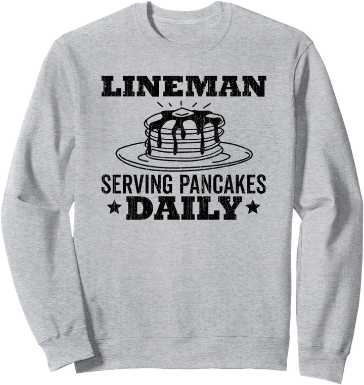 Lineman Pancake Servierpfannkuchen, täglicher schwarzer Text Sweatshirt
