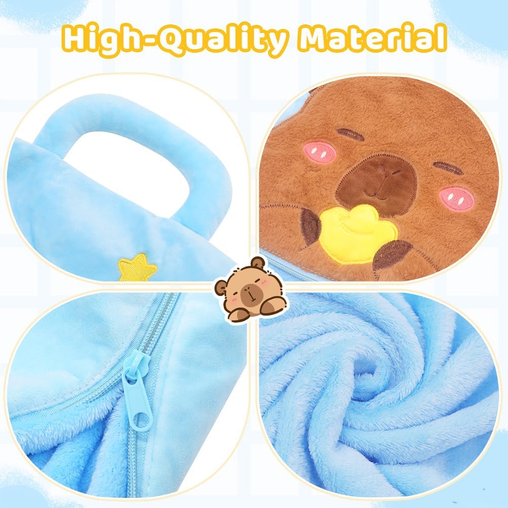 2-in-1 Capybara Decke und Kissen, 2-in-1 Kissendecke Plüsch Fleecedecke Warm Reisedecke, Tragbare Fl