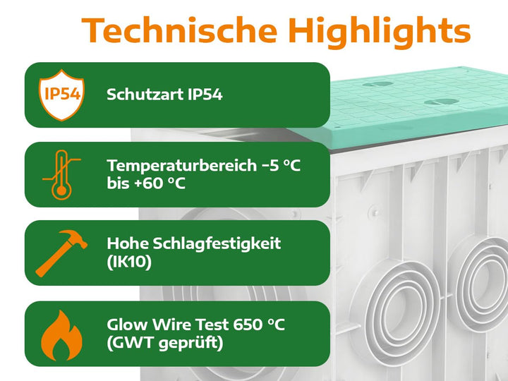 Revisionsschacht Kontrollschacht IP54 IK10 200x200x200mm mit Deckel Einlaufschacht Kanalschacht Hofa