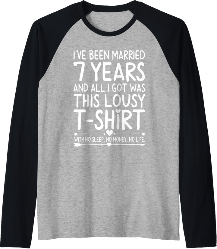 7th Wedding Anniversary Shirt for Her Him Wife and Couples Raglan