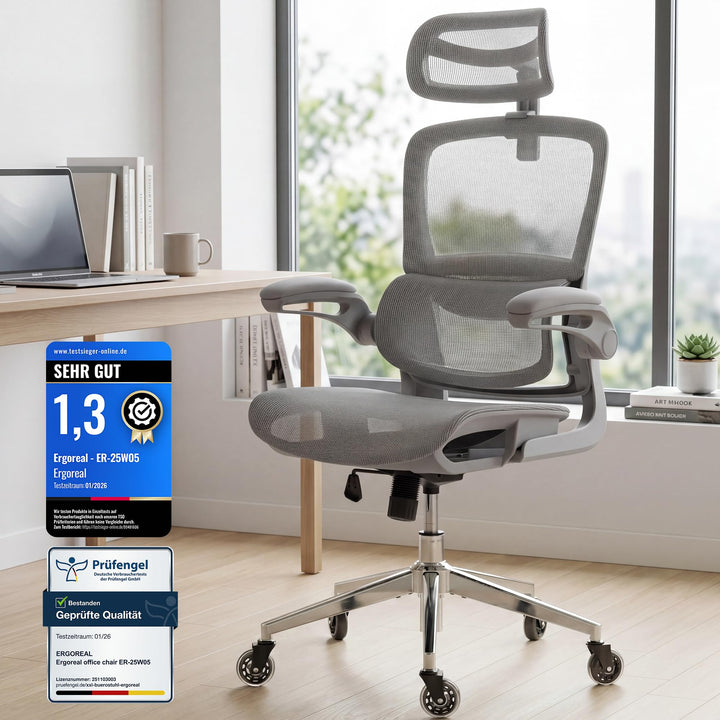 Schreibtischstuhl Ergonomischer Bürostuhl mit 150kg Tragkraft, verstellbaren Armlehnen, dynamischer