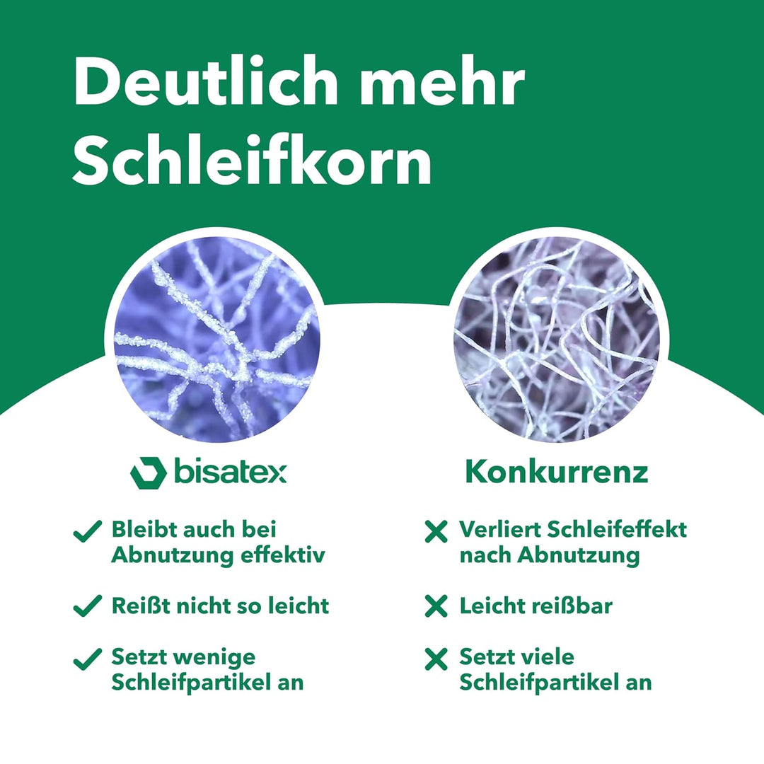 BISATEX® Schleifvlies 5er Set verschiedene Körnungen P100-800 - Langlebige & zuschneidabre Schleifpa